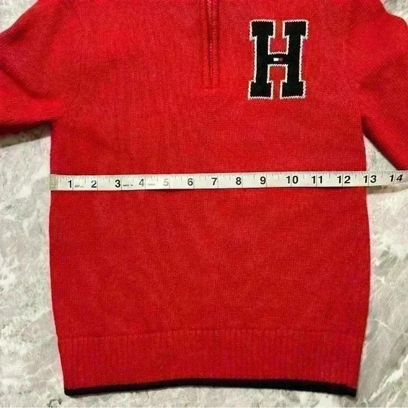 Tommy Hilfiger Boys Solid With Chest Zip Sweater size 6 Red 100 % cotton - Picture 9 of 13